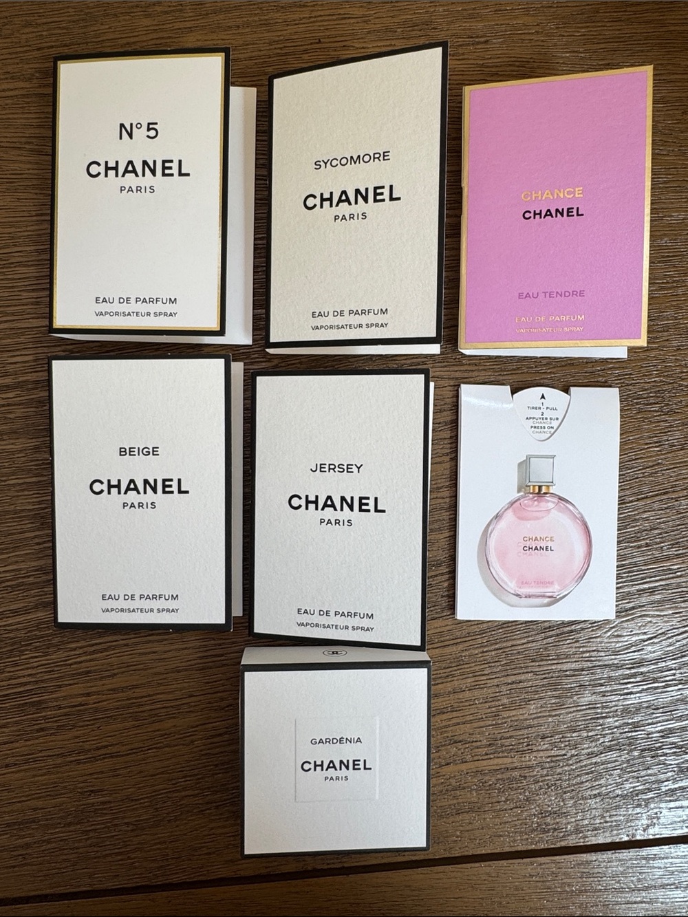 CHANEL Samples including No 5, Chance,  and Gardenia
